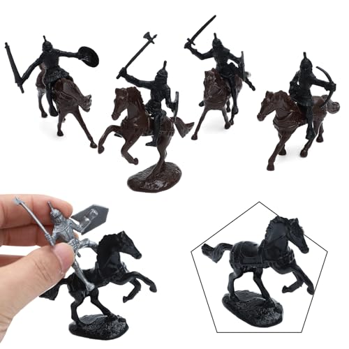 ONEST 40 Pieces Mini Medieval Knights Soldier Army Figures Horses and Soldiers Figurines Cupcake Topper Party Table Decorations - style: 40 Pieces