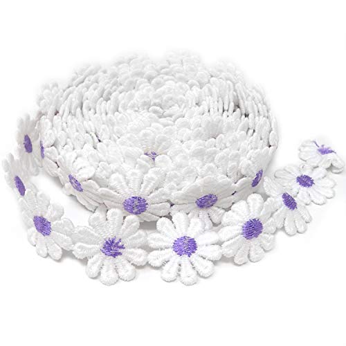 Honbay 5 Yards Decorating Lace Embroidered Trim Ribbons for Sewing or Craft Decoration (Daisy Purple) - color: Daisy Purple