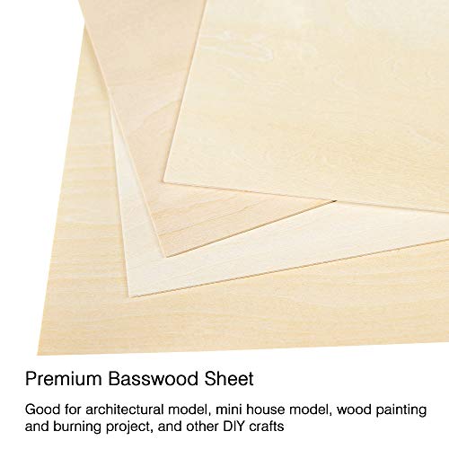 10 Pack Basswood Sheets 1/16 ×8×12 Inch, Thin Unfinished Plywood Wood Sheets for Craft DIY Project