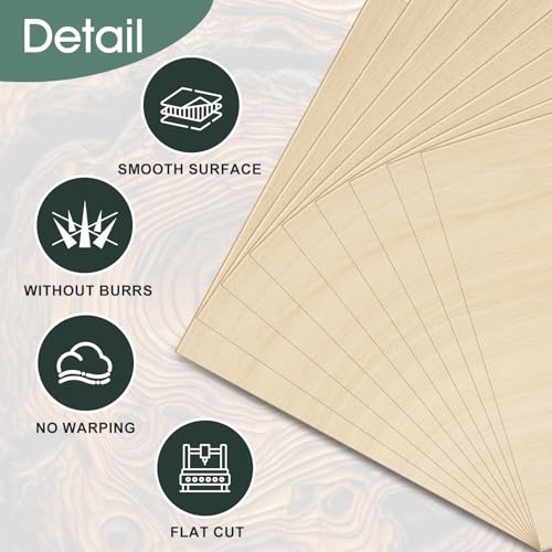 6 Pack Basswood Sheets for Crafts 1/8x12x18 Inch 3mm Larger Basswood for Laser Cutting, Drawing,Wood Burning, Architectural Models.Plywood Sheets Unfinished Squares Wood Boards for DIY Crafts. - size: 6P 12X18X1/8in