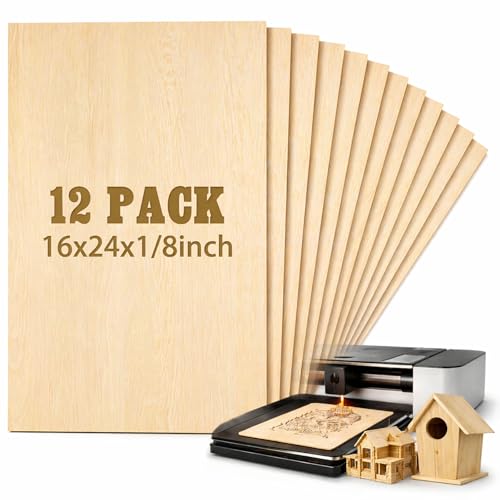 Juexica 12 Pcs 16" X 24"X 1/8" Basswood Plywood Sheets for Laser Cutting - size: 16" X 24" X 1/8"