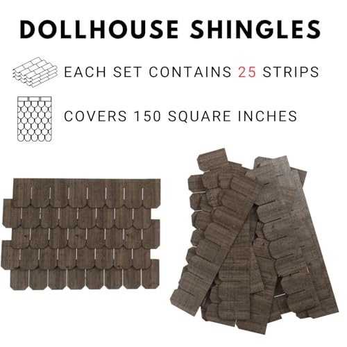 Miniature Roof Shingle Strips for 1:12 Scale Dollhouse Roofing - color: Dark Olive Weathered
