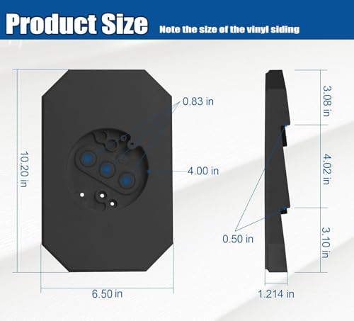 3 Pack Black Vinyl Siding Mounting Blocks for 1/2" Lap Double and 4" Siding - color: Rectangle Black, size: 3 pack