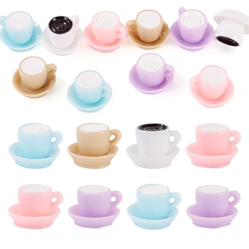 FASHEWELRY 10Pcs Mini Coffee Cup Miniature Ornaments 3D Imitation Tea Mugs Drink Cup Micro Landscape Decoration Dollhouse Accessories Model for Kitchen Tableware House Decor - color: Mixed Color-coffee Cup