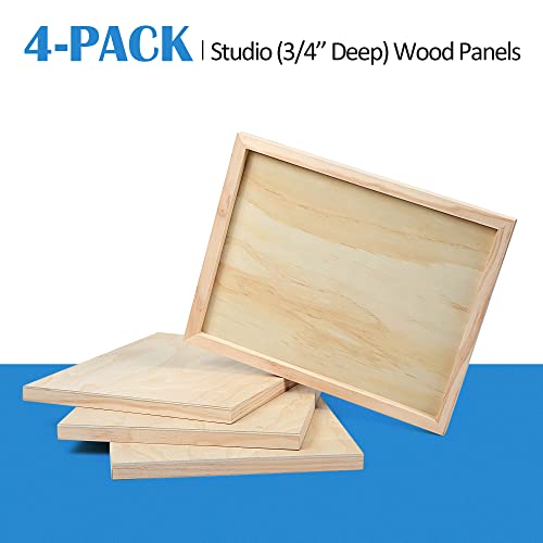 Falling in Art 4 Pack 11x14’’ Unfinished Birch Wood Panels Kit for Painting - size: 11'' x 14'' Studio