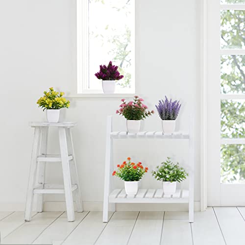 Yoratee 6 Pack Small Fake Plants Mini Artificial Faux Flowers with Pot Mini Potted Plants for House Office Desk Tabletop Decoration - color: A-colorful-6pcs
