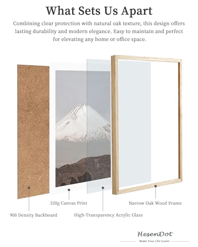 HesenDot Mount Fuji Framed Wall Art, Snow Mountain Canvas Print, 12x16in - color: Framed Mount Fuji