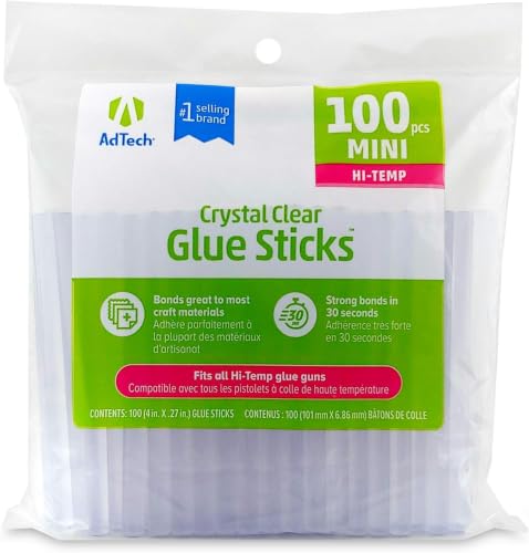 Adtech Mini Hot Glue Sticks Clear | High Temperature | Bonds in 30 Seconds | 800 Count, Pack of 8 - size: 800 pieces total (Pack of 8)