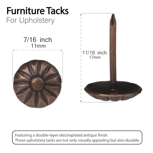 Upholstery Tacks for Furniture Upholstery Nails Tacks for Decorative 100Pcs - color: Red Copper_flower