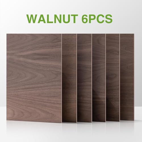 ROBOTIME 6-Pack 1/8" Walnut Plywood Sheets - 12 x 16 x 1/8 Inch - 3mm Laser Wood Sheets for Laser Cutting, Engraving & Wood Burning (Pyrography) - color: Walnut, size: 1/8" x 12" x 16"-6 Pack