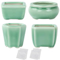 Bonsai Planter Succulent 4pc 2.4-2.8" (6-7cm) Mini Green Pots - color: Green 4pc