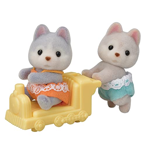 Calico Critters Husky Twins, Set of 2 Collectible Doll Figures with Vehicle Accessory - style: Husky Twins