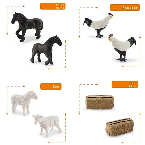MEMOVAN Realistic Mini Barn Farm Figures Toys Tractor Playset Plastic Farm Animals Figurines Farmer Cake Toppers Farmer Vehicle Toy Truck with Trailer for 3-12 Years Old Kids Boys Girls Toddler - color: Farm