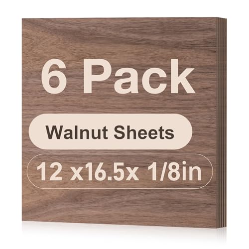 6 Pack Walnut Plywood Sheets, 12 x 16.5 x 1/8 Inch, 3mm Plywood for Laser Cutting, Thin Unfinished Wood Sheets for Architectural Models, Wood Burning and DIY Crafts - color: Walnut 6-Pack, size: 1/8" x 11.7" x 16.5"