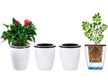 5.2“ Self Watering Planter White Flower Pot, 3 Pcs Medium Planter Pot, Mini Plant Pot, for All Plants, Herbs, African Violets, Succulents, Flowers Or Start Plants, White, 5 inch - size: 5.2 Inch