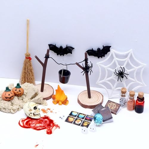 26Pcs Halloween Miniatures Set, Dollhouse Mini Fairy Garden Accessories