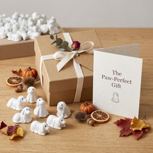 FESTGLOX 50 Pack Mini Ghost Dog Figurines for Cute Spooky Halloween Decor - color: White Dogs-50pcs