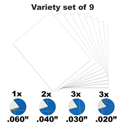 LITKO Plasticard Styrene Sheets | Variety Thickness Pack | White | 8x10 - size: Variety