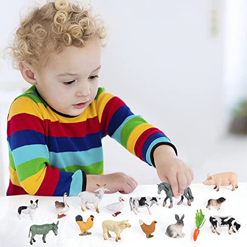 SIENON 15Pcs Farm Animal Figures Toys Realistic Mini Farm Animal Figurines, Farm Barn Animals Playset, Miniature Farm Animal Cake Topper Ornaments for Easter Egg Fillers Birthday Animals Theme Party - size: 15 Pieces Mini Farm Animals