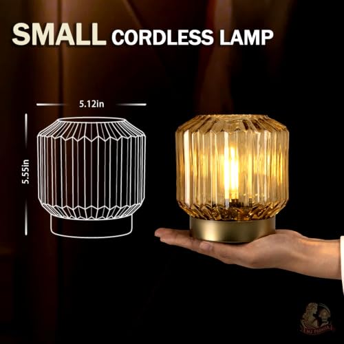 MJ PREMIER Battery Operated Lamp, Small Cordless Lamp with Timer Amber - color: Amber