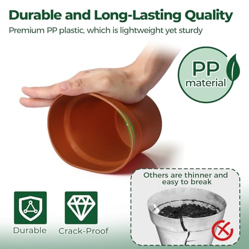 T4U Flower Pots for Indoor Plants 5 Inch with Saucer, Plastic Plant Pot - color: Terracotta, size: 5 In