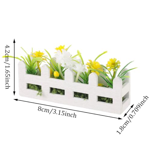Artificial Flower Set Wooden Picket Fence Planter Box Fake Floral Ornament Micro Landscape Desk Decor for Women Adult (1C) - color: 1c