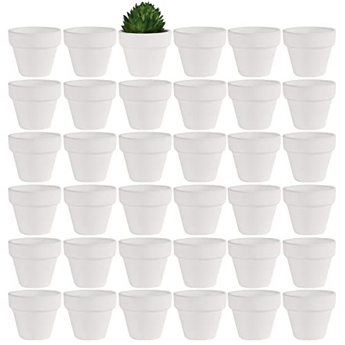 Yishang 1.9 Inch Tiny White Terracotta Pots Pack of 36-Small Mini White Clay Pots with Drainage Holes Flower Nursery Terra Cotta Planter for Tiny Cactus,Herb,Succulent Plants,Crafts - color: White