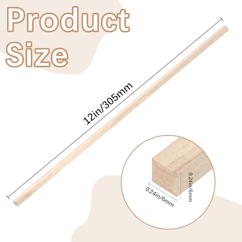 150 Pcs Balsa Wood Sticks 1/4 x 1/4 x 12 Inch balsa Wood Strips Hardwood Square Dowels balsa,Craft DIY Supplies Square Wooden dowels - color: 150 Pcs Balsa Wood Sticks 6mm