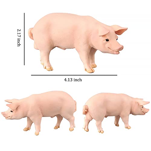 BLAPNK 4 Pcs Realistic Farm Pig Animals Model Figure Toy Set, Barn Farm Pig Family Figurines Collection Playset Preschool Science Educational Learn Cognitive Props