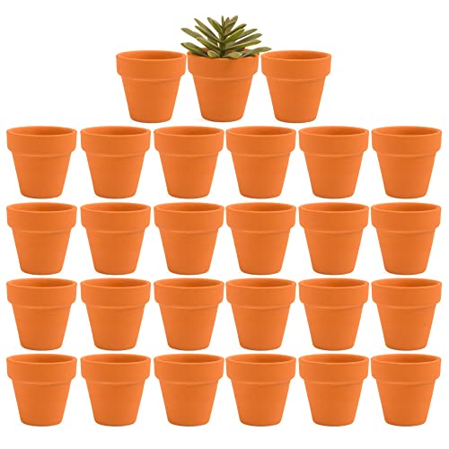 Fcacti 27 Pcs Small Mini Clay Pots 2.1'' Terracotta Pot Clay Ceramic Pottery Planter Cactus Flower Pots Succulent Nursery Pots- Great for Window Boxes, Cactus, Plants, Crafts, Wedding Favors - color: Terracotta