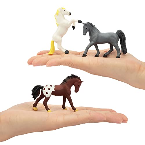 Toymany 12PCS 2-3" Tiny Horse Figurines Toy Set, Plastic Pony Small Foal Figures, Birthday Gift Cupcake Horse Cake Topper for Kids Toddlers - style: C-Horses