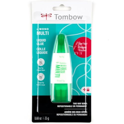 Tombow 62191 MONO Multi Liquid Glue, 0.88 Ounce, 1-Pack. Multi-Purpose Glue with Dual Tip Dispenser for Precise to Full Coverage Application