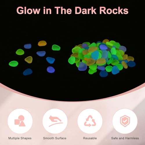 M METERXITY 1000-Pack Glow in The Dark Rocks, 0.43" Resin Outdoor Garden Decorations Luminous Pebbles Stones for Garden Plants/Aquarium/Backyard Path, Aquarium Gravel [Multicolor] - color: Multicolor
