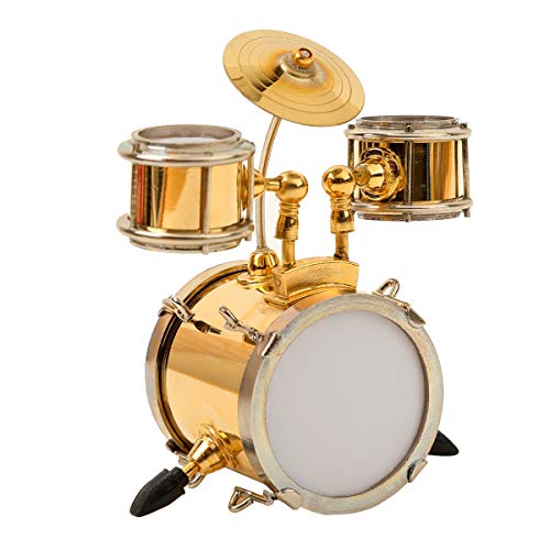 Miniature Drum Set Replica with Case Collectible Desktop Sculpture Ornament - color: Drum