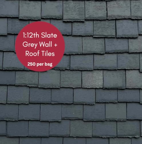 250 Pieces 1:12th Scale Dolls House Miniature Styrene Roof Tiles in Slate Grey