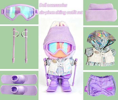 17cm Doll Clothes & Accessories Set for Labubu, Purple Ski Outfits - color: Purple