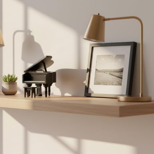 Miniature Piano for Dollhouse Furniture Upright Grand Piano with Stool Instrument 1 12 Ornament Artificial House Scene Accessories Desktop Decoration - style: Black