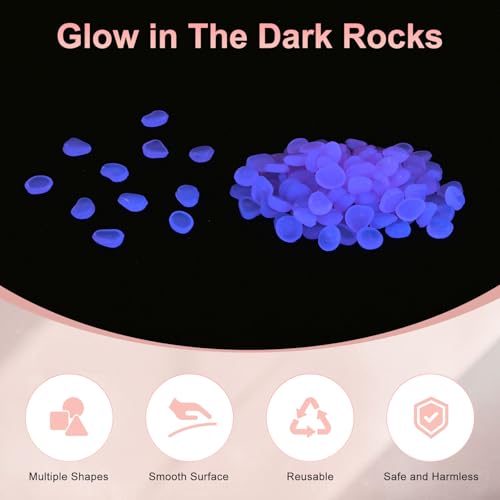 M METERXITY 1000-Pack Glow in The Dark Rocks, 0.43" Resin Outdoor Garden Decorations Luminous Pebbles Stones for Garden Plants/Aquarium/Backyard Path, Aquarium Gravel [Purple] - color: Purple