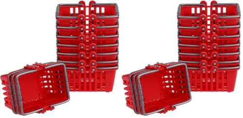 NUOBESTY 10Pcs Mini Shopping Basket Mini Supermarket Cart Tiny Plastic Retail Shopping Baskets with Handles for Kids Party Favors Dool House Ornament Red 2.7x1.2x1.3 Inch (Pack of 2) - size: 2.56 x 1.77 x 1.38 inches (Pack of 2)