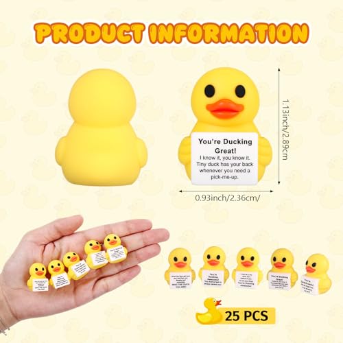 Gejoy 25 Pcs Mini Rubber Duck Toys Mini Duck with Message Positive Figures - style: 5 Messages Duck