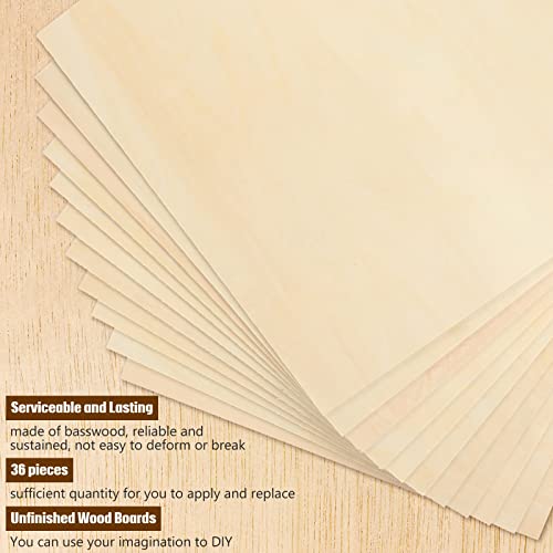 Riakrum Basswood Sheets Plywood Board Unfinished Wood Boards for Crafts for DIY Laser Projects Architectural Mini House Building Hobby Model Making(6 x 6 x 1/8 Inch,36) - size: 6 x 6 x 1/8 Inch