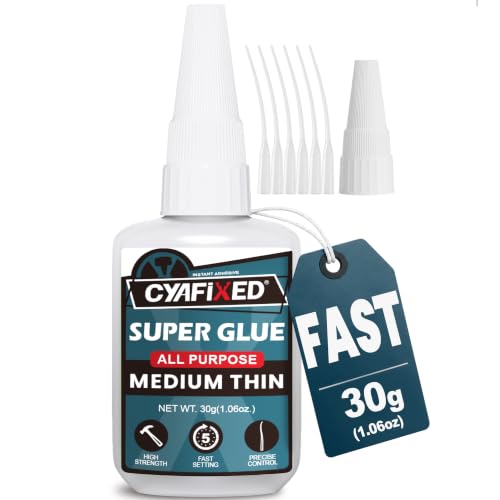 Fast Super Glue 30g, Medium-Thin CA Glue for Plastic Wood Glass Ceramic - size: 1 oz