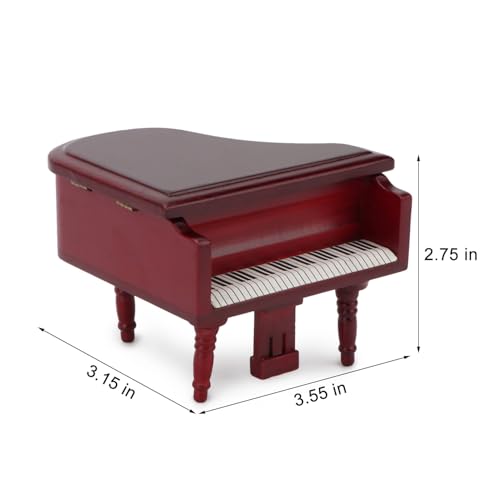 Miniature Piano for Dollhouse Furniture Upright Grand Piano with Stool Instrument 1 12 Ornament Artificial House Scene Accessories Desktop Decoration (Red) - style: Red