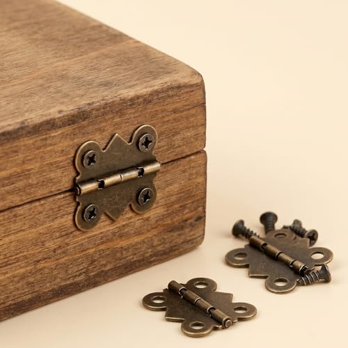 Screws Small Hinges for Crafts 20 PCS Antique Bronze Butterfly-Hinges with 80 Pcs Jewelry Box Hinges, Small Hinge for Wooden Box Mini Metal Hing for Cabinet Crafts Wooden Jewelry Boxs (25 x 20mm)