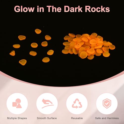 M METERXITY 1000-Pack Glow in The Dark Rocks, 0.43" Resin Outdoor Garden Decorations Luminous Pebbles Stones for Garden Plants/Aquarium/Backyard Path, Aquarium Gravel [Orange] - color: Orange