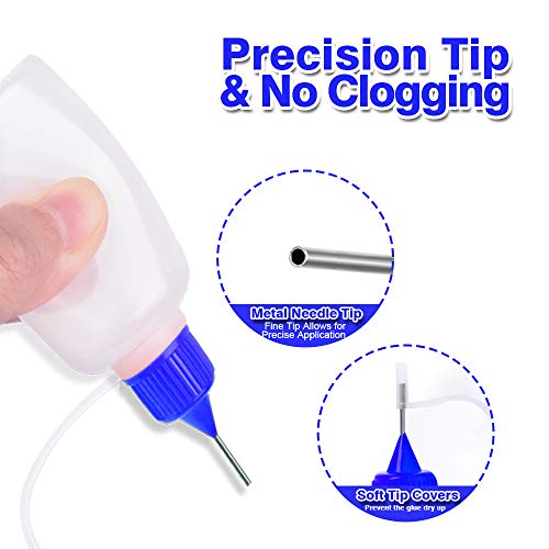 12pcs Precision Tip Applicator Bottles with 5 Mini Funnels, YGDZ 30ml Needle Tip Squeeze Glue Bottles for Paint Quilling Craft, 6 Colors - color: Colored Tip