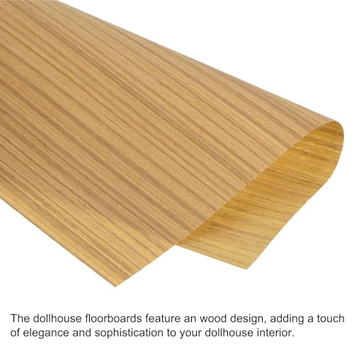 MECCANIXITY Dollhouse Floorboards 8.3 Inch x 5.8 Inch Teak Wood Veneer Dollhouse Flooring for Dollhouse Floor Wall Pack of 5 Pcs