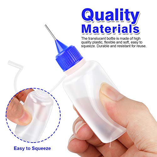 12pcs Precision Tip Applicator Bottles with 5 Mini Funnels, YGDZ 30ml Needle Tip Squeeze Glue Bottles for Paint Quilling Craft, 6 Colors - color: Colored Tip
