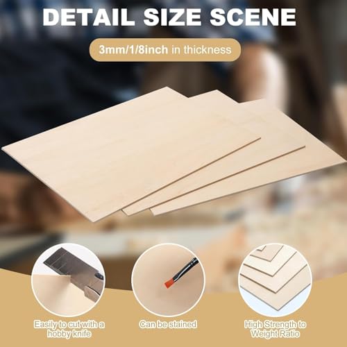 36 Pack Basswood Sheets for Crafts 12"x18"x1/8", 3mm Thick Plywood Sheets Board for Craft, Unfinished Wood Sheet for Laser Cutting & Engraving, Wood Burining, Painting, Staining，Architectural Model - size: 12"x18"x1/8"