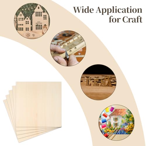 Balsa Wood, Plywood Sheet, Unfinished Basswood Blanks, 12×12×1/8 in, 5 Pcs - size: 5 Pack -12X12X1/8 Inch